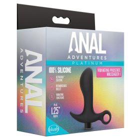 Anal Adventures Platinum Silicone Vibrating Prostate Massager (Color: Black, Option: 01)