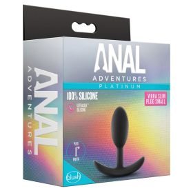 Anal Adventures Platinum Silicone Vibra Slim Plug (Color: Black, size: small)