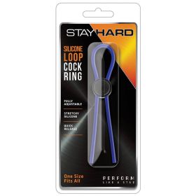 Stay Hard Silicone Loop Cock Ring (Color: Blue)