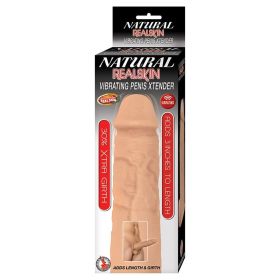 Natural Realskin Vibrating Penis Xtender (Color: White)