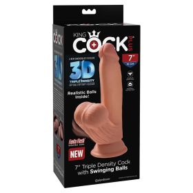 King Cock Plus Triple Density Cock With Swinging Balls (Color: Tan, size: 7 Inches)