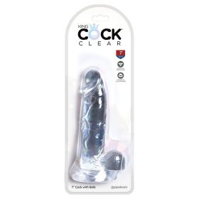 King Cock Clear with Balls (Color: Clear, size: 7 Inches)