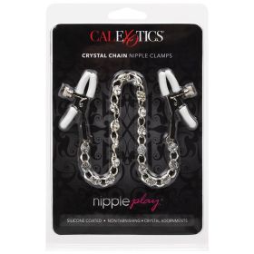 Nipple Play Crystal Chain Nipple Clamps (Color: Silver)