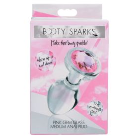 Booty Sparks Pink Gem Glass Anal Plug (size: medium)