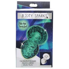 Booty Sparks Glow-In-The-Dark Glass Anal Plug (size: large)